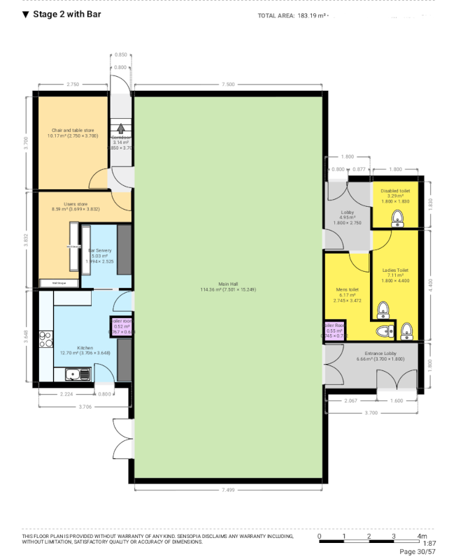 Village Hall End Floor Plan Floor plan after stage two completed
